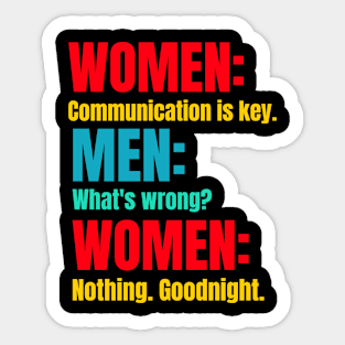 Men Women Communication is Key Sticker